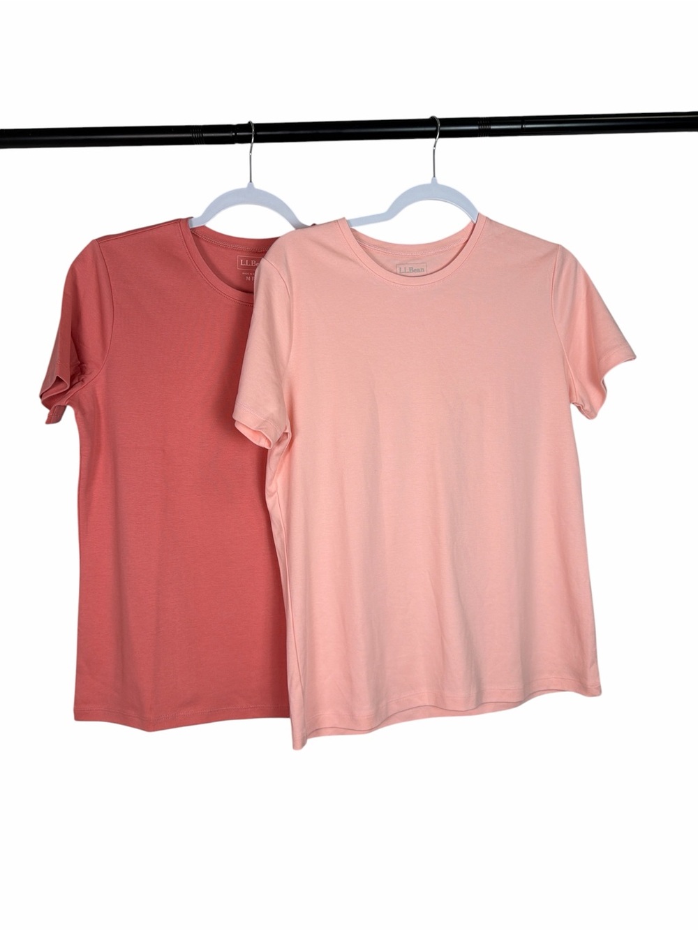 L.L.Bean Women’s T-Shirt Bundle 2 Pack Size Medium Pink Coral Cotton Tees
